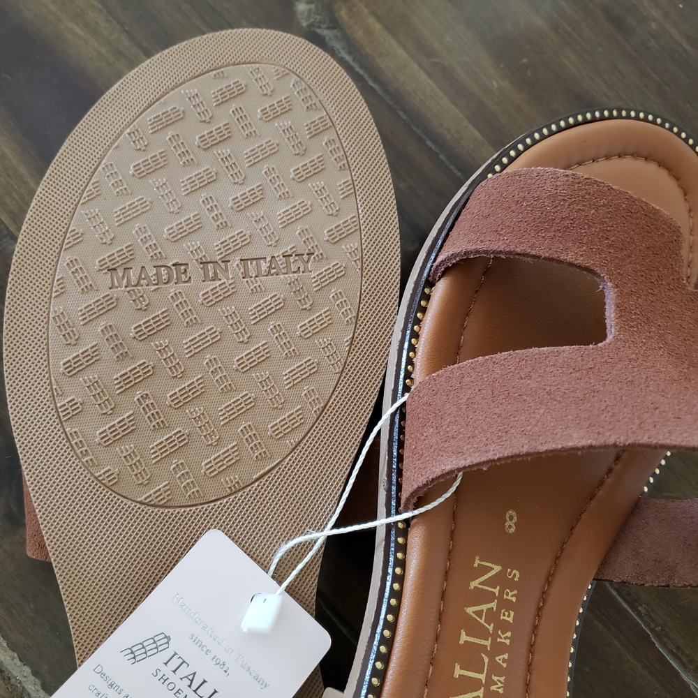 Italian Shoemakers Tan Slide Sandals - Picture 4 of 5